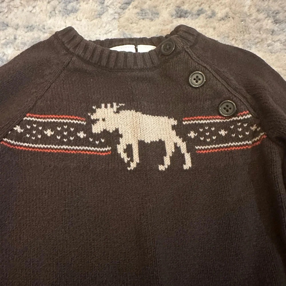 Sonoma Life + Style Baby Boy Moose Sweater Brown Pullover Size 18M - Picture 3 of 8